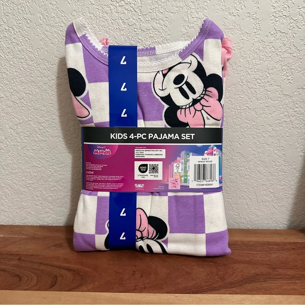 Disney Kids Girls Minnie Mouse Pajama 4 Piece Set NWT